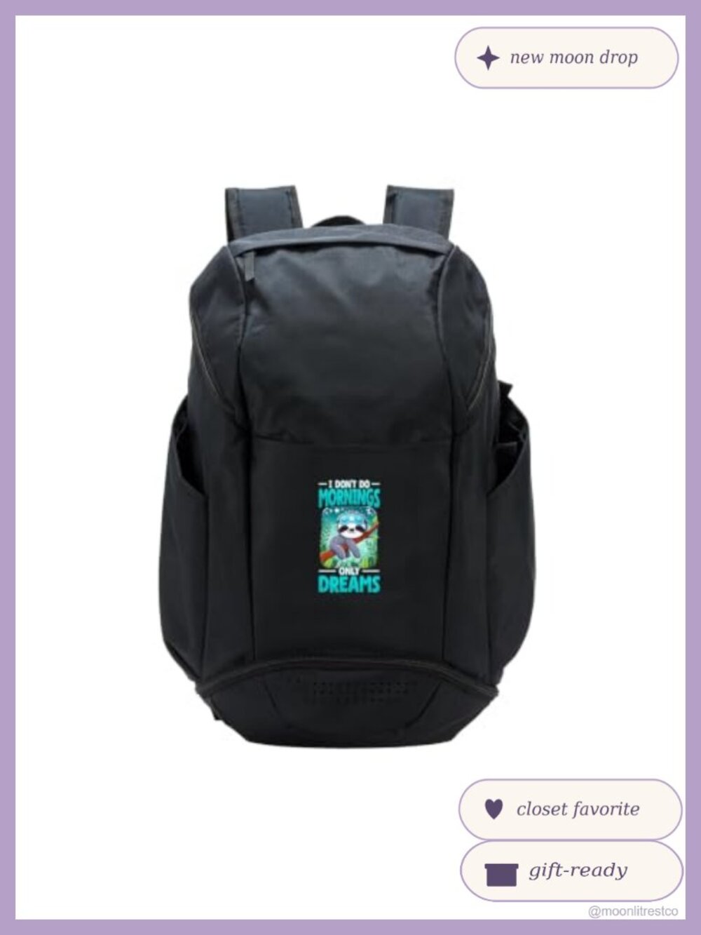 Sloth Lover Napping Dreams Sport Backpack 18 in Laptop 600D Poly PVC